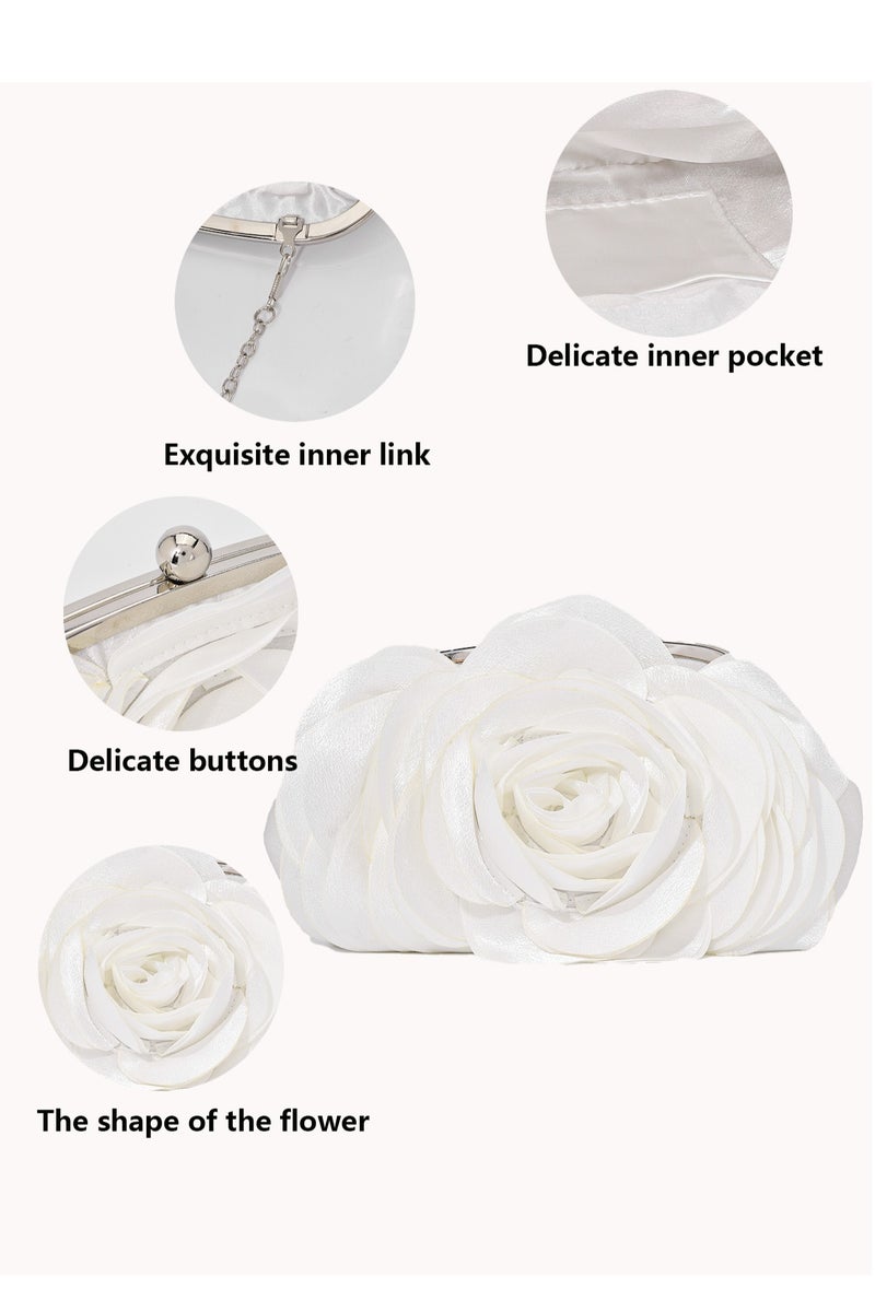 Fashionable Petal Shaped Bag, with White Rose Elegant Noble, Unique and Special Handbag, Women Party Bags and Ladies Clutch Dinner  - Image 2