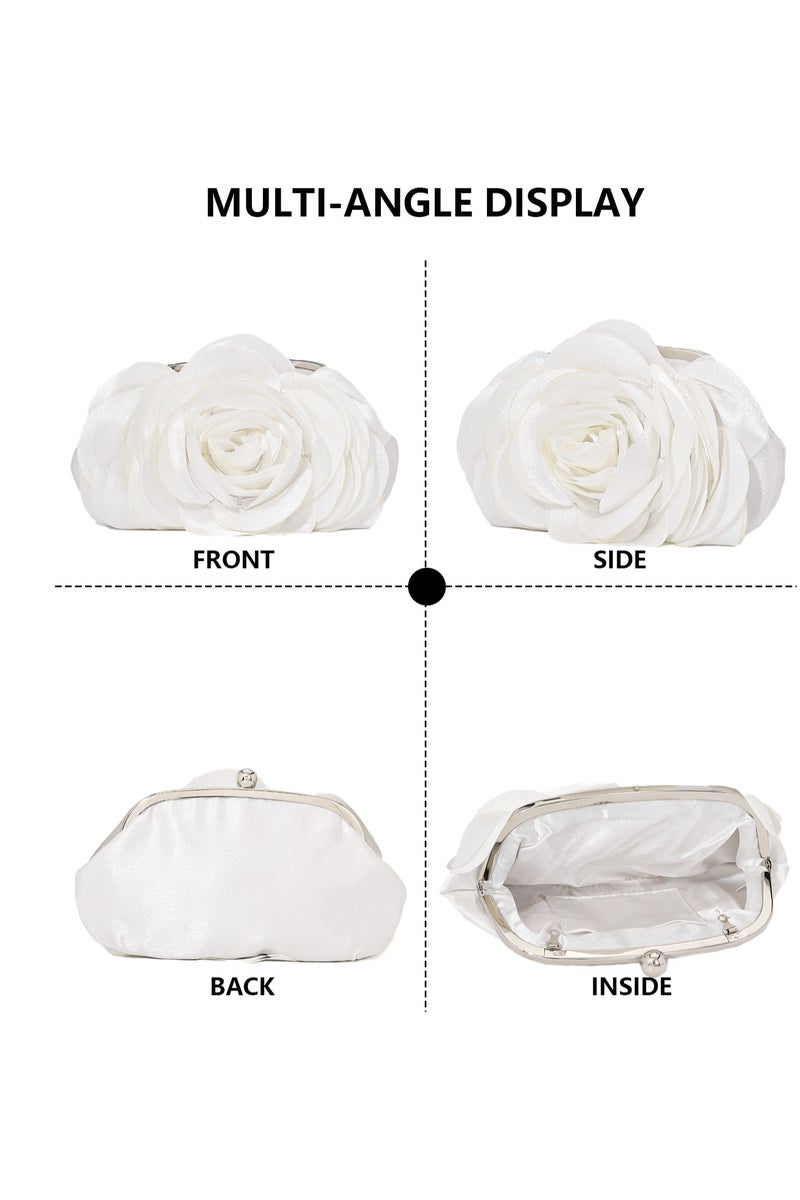 Fashionable Petal Shaped Bag, with White Rose Elegant Noble, Unique and Special Handbag, Women Party Bags and Ladies Clutch Dinner  - Image 3