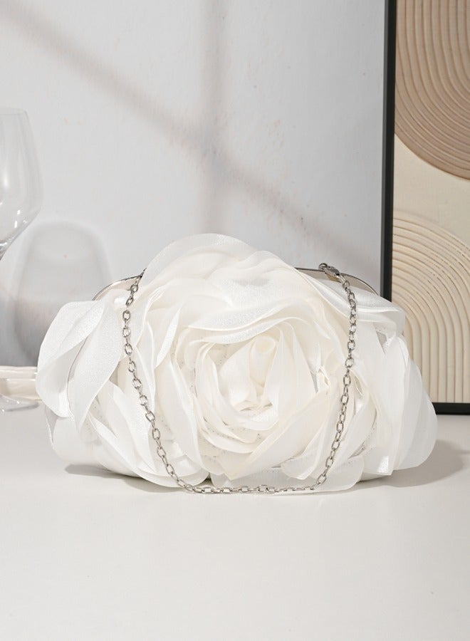 Fashionable Petal Shaped Bag, with White Rose Elegant Noble, Unique and Special Handbag, Women Party Bags and Ladies Clutch Dinner  - Image 5