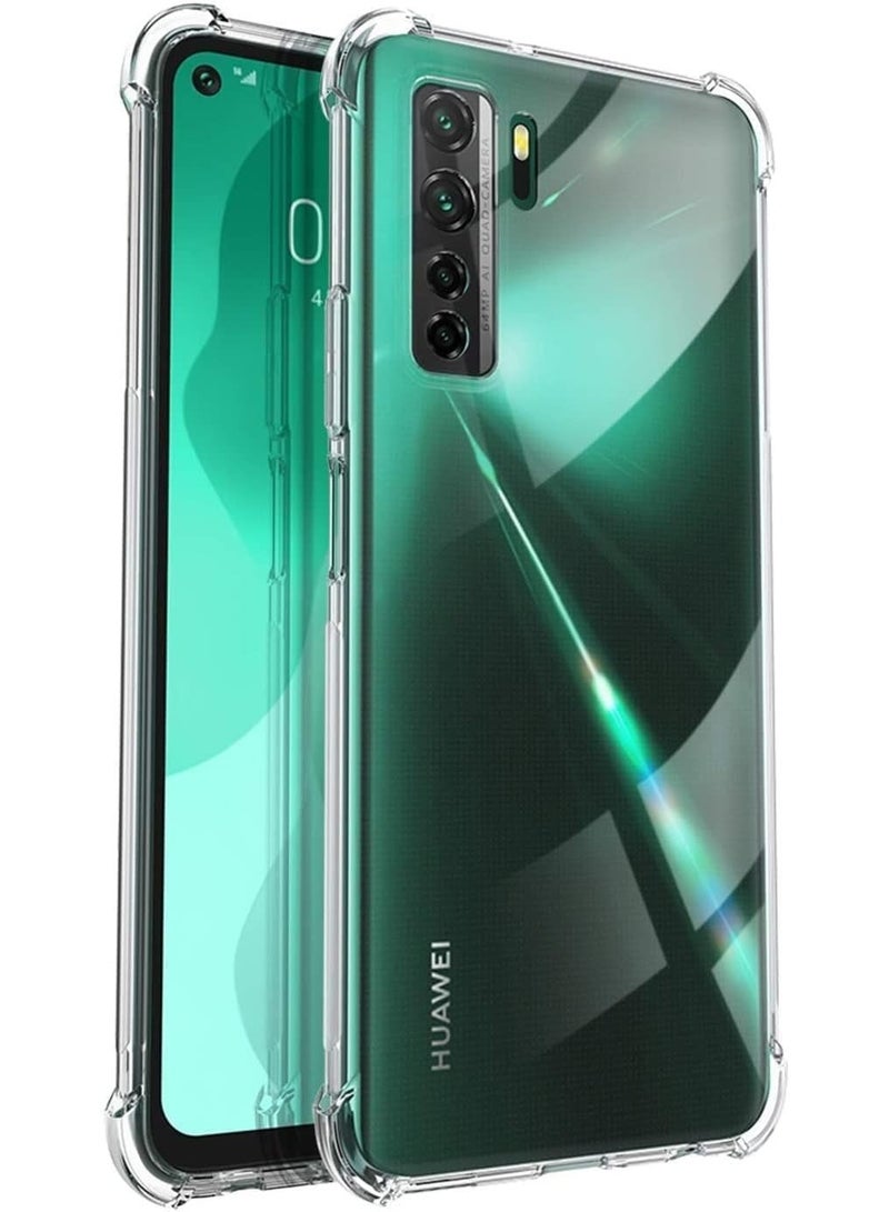 جراب متوافق مع Huawei Nova 7 SE / P40 lite 5G، غطاء شفاف من السيليكون (TPU) مقاوم للصدمات، مزود بحماية للكاميرا وزوايا معززة ضد الصدمات - شفاف. - Image 1