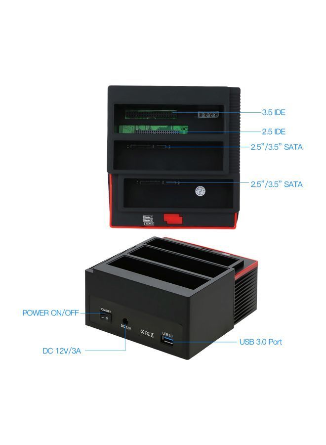 NIBEMINENT Multi-Function HDD Docking Black/Red  - Image 4