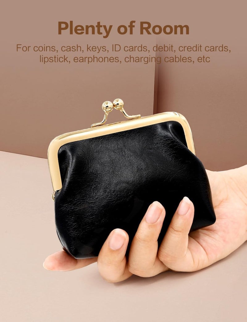 Retro style PU leather mini snap button change bag/brown - Image 4
