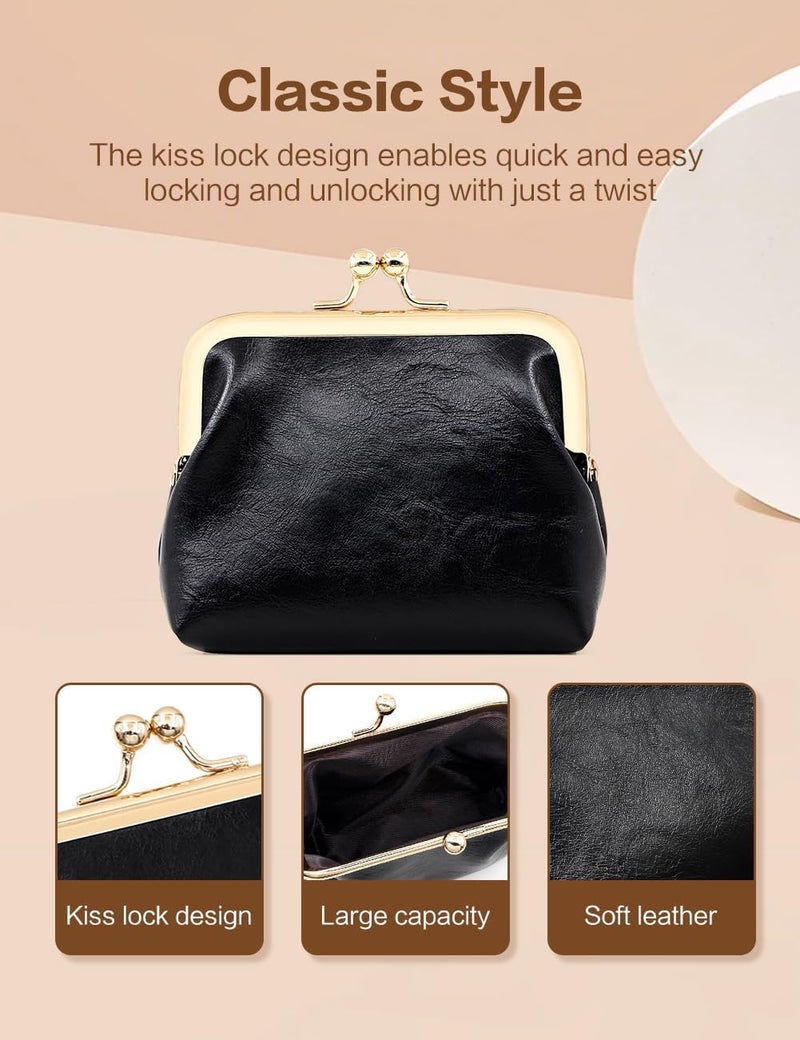 Retro style PU leather mini snap button change bag/brown - Image 5