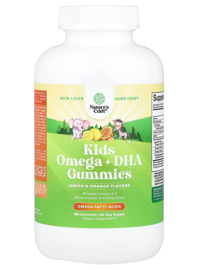 Nature's Craft Kids Omega + DHA Gummies Lemon & Orange 180 Gummies