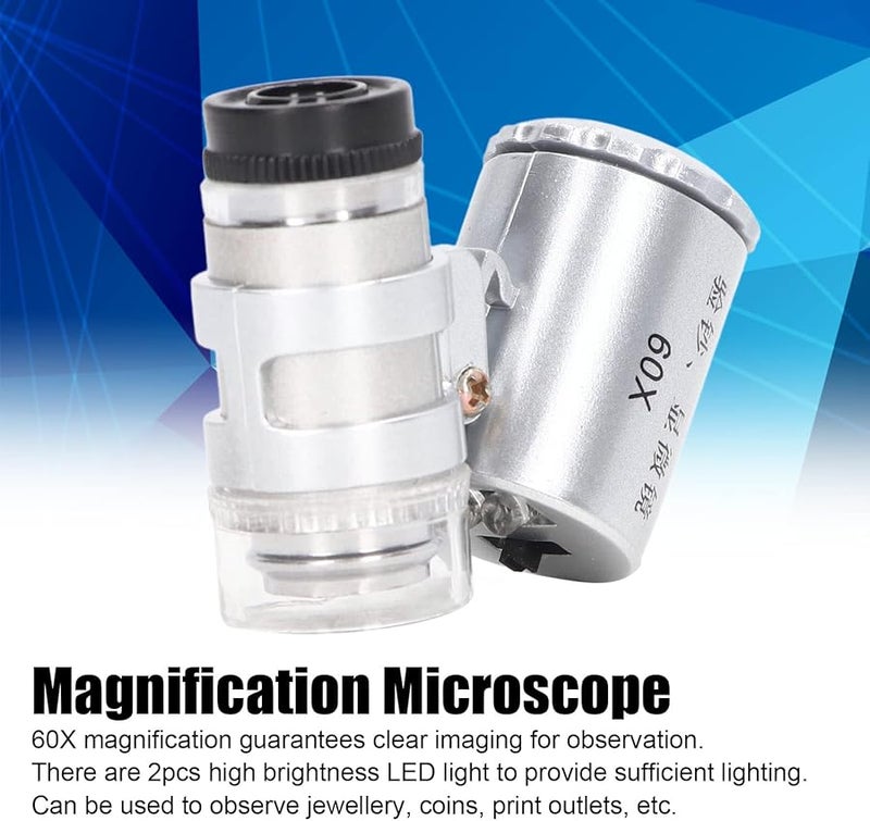 60X Pocket Microscope With Light Adjustable Focus Portable Magnifier For Inspection Stamp Coin Collectors - Image 3