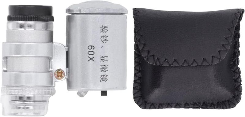 60X Pocket Microscope With Light Adjustable Focus Portable Magnifier For Inspection Stamp Coin Collectors - Image 1