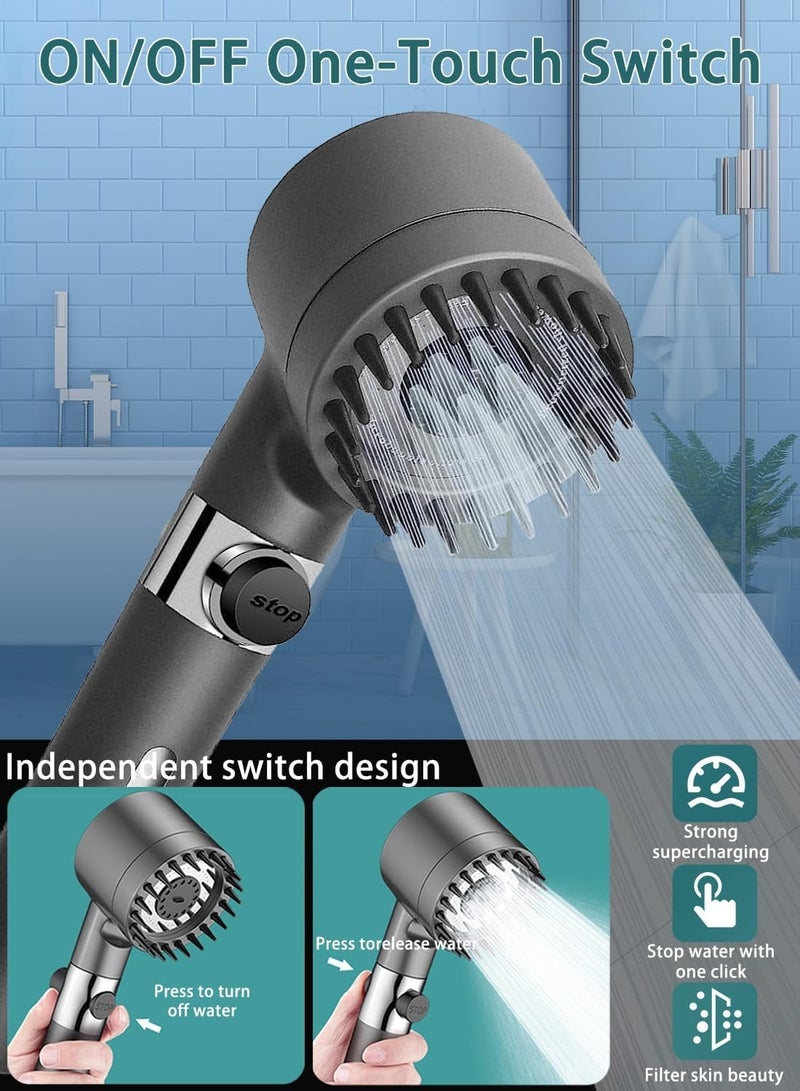 Filtered Shower Head with Handheld, High Pressure Water Flow and Multiple Spray Modes Shower Head with Filter, Power Wash for Hard Water, Showerhead with ON/OFF Switch for Pets Bath - Image 4