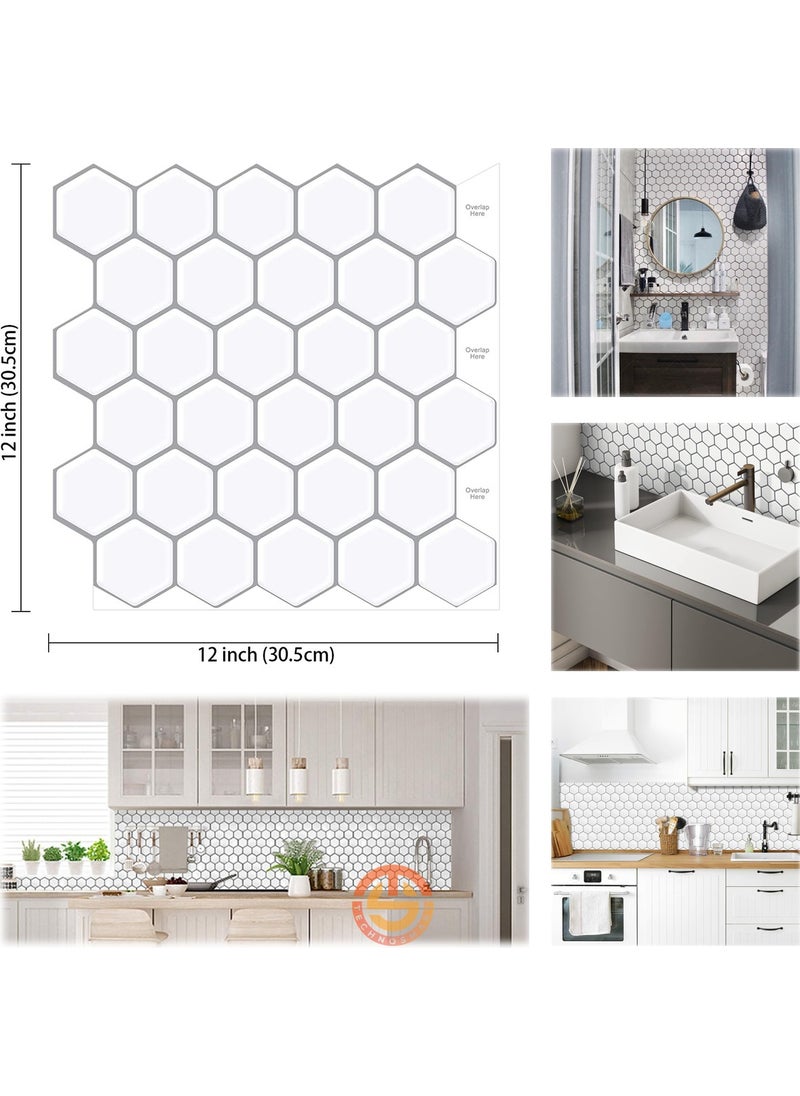 Technosmart 1Pcs 3D Self-Adhesive 30×30CM Coating Honeycomb White Wall Sticker Kitchen Bathroom  - Image 5