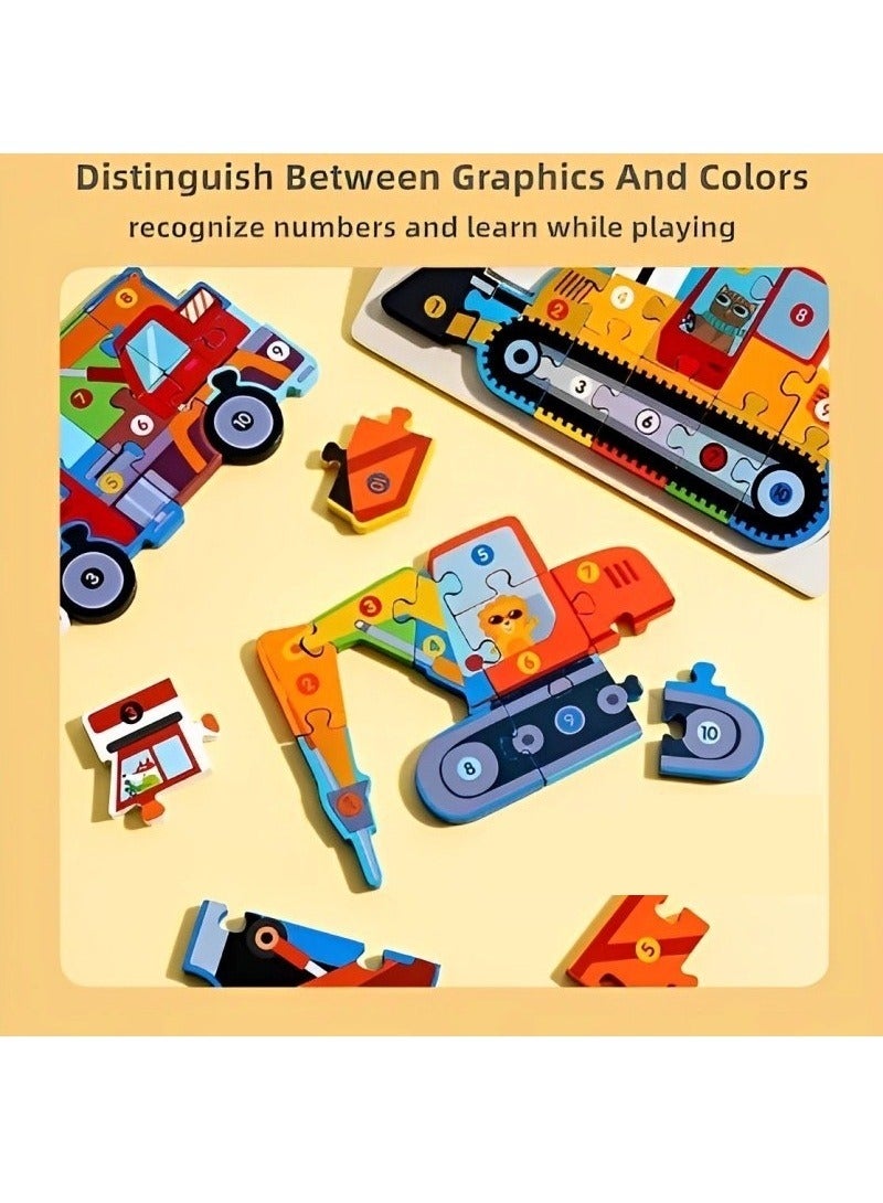 Wooden 3D Puzzles, Engineering Vehicles Style, Teacher Parents Teaching Support Tools, Attractive Colors and Patterns, Montessori Motor Skill Development Toys, Ideal Kids Gift (Fuel Tank Car Style) - Image 5