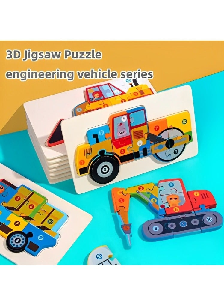 Wooden 3D Puzzles, Engineering Vehicles Style, Teacher Parents Teaching Support Tools, Attractive Colors and Patterns, Montessori Motor Skill Development Toys, Ideal Kids Gift (Fuel Tank Car Style) - Image 4