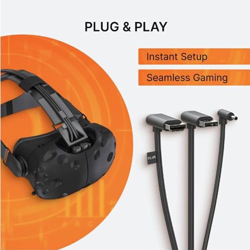 Skywin كابل سكاي وين 3 في 1 متوافق مع HTC Vive (5 أمتار / 16 قدم) ، كابل اتصال 3 في 1 بديل لسماعة HTC Vive وصندوق الربط (أسود) - Image 2