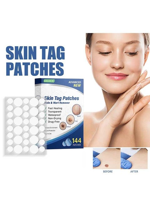 144pcs Skin Tag Patches, Patch Design, Clean, Care, And Tender Skin, Painless, Easy To Use, Effective For Removing Warts, Flesh Moles, And Black Nevi, Suitable For Face And Body, Skin Label Remover
