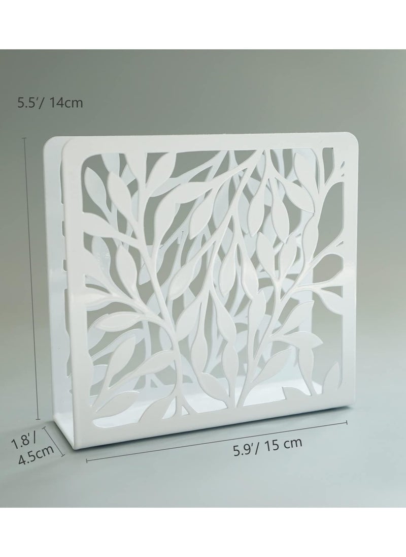 co arma - Modern Metal Leaf Shape White Tissue Holder 16*16*4cm - Image 1