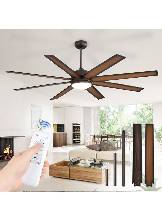 Fanbulous 65 Inch Ceiling Fans with Lights and Remote, Bronze Indoor/Outdoor Ceiling Fan with Quiet Reversible DC Motor, 6 Speeds, 3CCT, 8 Blades Large Ceiling Fan for Living Room Bedroom Patio - Image 1