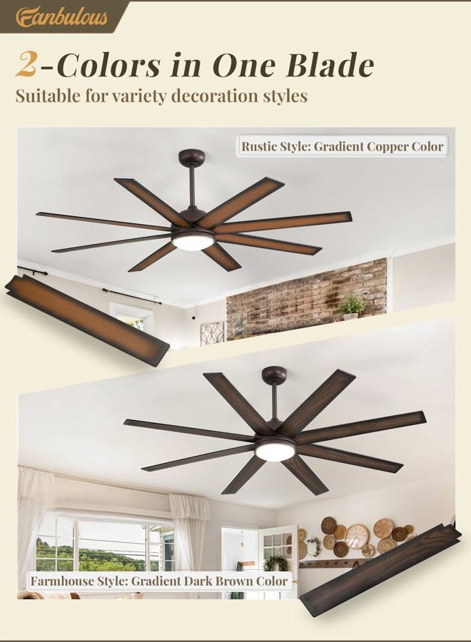 Fanbulous 65 Inch Ceiling Fans with Lights and Remote, Bronze Indoor/Outdoor Ceiling Fan with Quiet Reversible DC Motor, 6 Speeds, 3CCT, 8 Blades Large Ceiling Fan for Living Room Bedroom Patio - Image 4