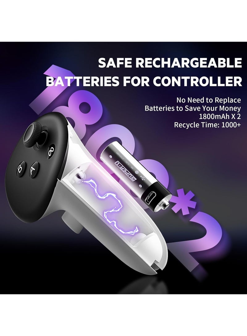 Oculus Meta Quest 3 Charging Dock RGB Light VR Headset Station USB-C Fast Charger Display Stand with Dual 1800mAh Rechargeable Batteries for Headset and Controllers - Image 2