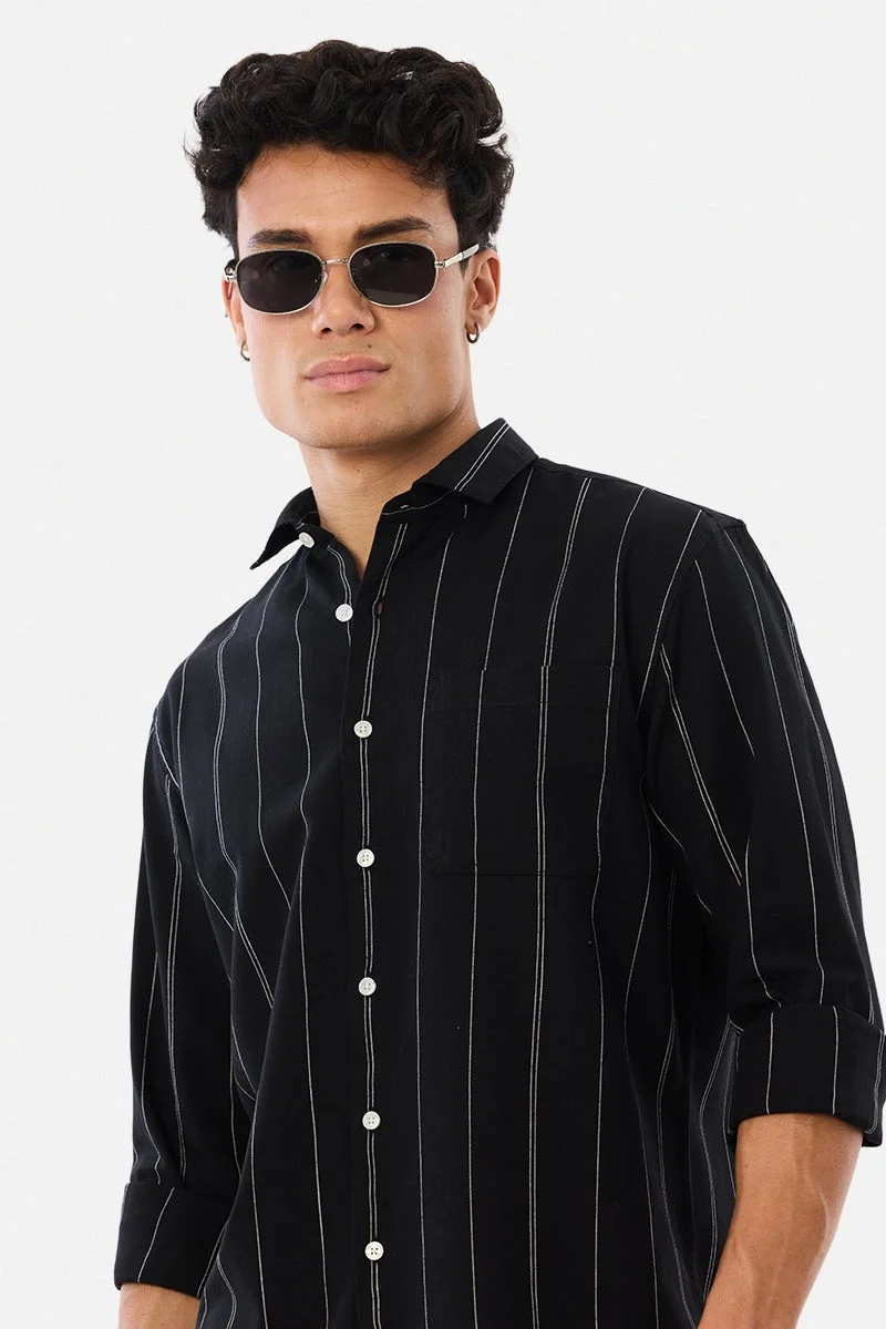 SNITCH Linen Blend Regular Fit Stripes Shirt