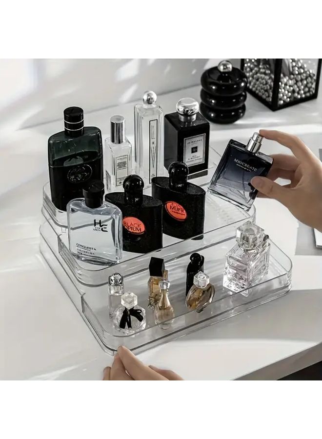 Clear Acrylic Cosmetic Organizer Three Layer Perfume Rack Vanity Makeup Storage Box With Dustproof Lid - Image 5