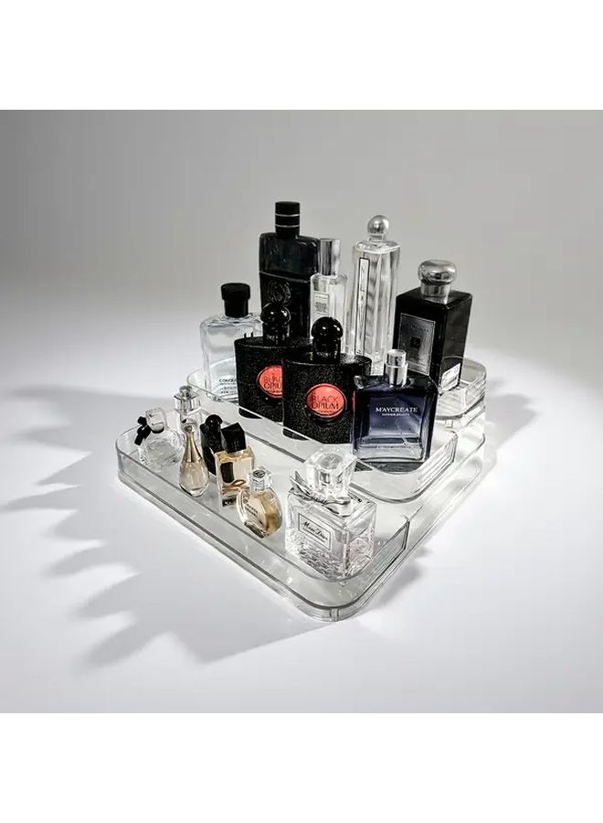 Clear Acrylic Cosmetic Organizer Three Layer Perfume Rack Vanity Makeup Storage Box With Dustproof Lid - Image 2
