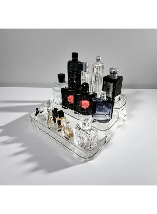 Clear Acrylic Cosmetic Organizer Three Layer Perfume Rack Vanity Makeup Storage Box With Dustproof Lid - Image 1