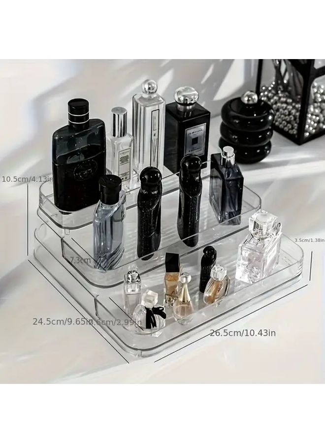 Clear Acrylic Cosmetic Organizer Three Layer Perfume Rack Vanity Makeup Storage Box With Dustproof Lid - Image 3
