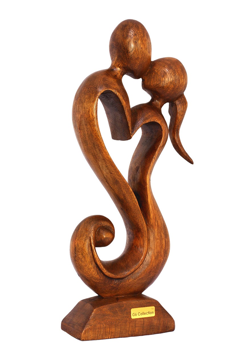 G6 Collection G6 Collection 12"" Wooden Handmade Abstract Sculpture Statue Handcrafted - Eternal Love - Gift Art Decorative Home Decor Figurine Accent Decoration Artwork Hand Carved  - Image 2