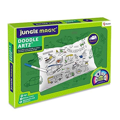 Jungle Magic Cotton Doodle Artz - Transport, 23 x 16.5 x 3.5 Centimeters, White - Image 1