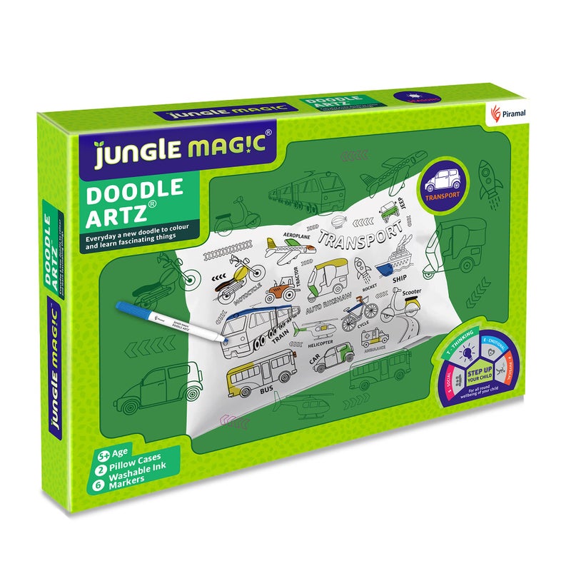 Jungle Magic Cotton Doodle Artz - Transport, 23 x 16.5 x 3.5 Centimeters, White - Image 4