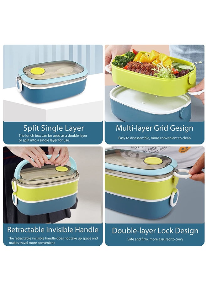 Y&D Bento Box Adult Lunch Box, 1.3L All-In-One with Carrying Handle Including Utensils And Sauce Leak-Proof For Adults Stackable, Microwaveable Containers  - Image 3