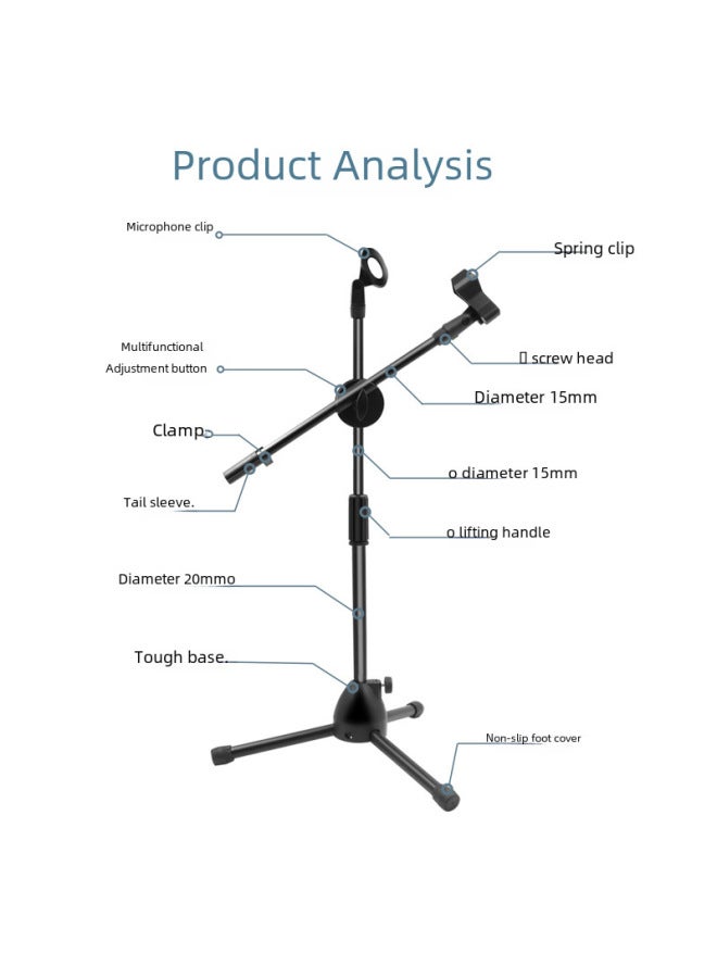 YIXUAN Musical Instrument Pickup Mini Floor Microphone Bracket Small Retractable Children Stage Performance Microphone Tripod Bracket - Image 3