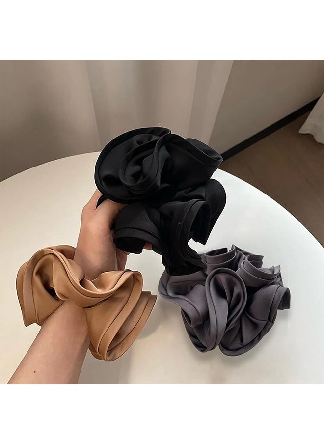 اتش واي بقع الشعر المتضخم ، عصابات الشعر المرنة للنساء Scrunchie حاملي ذيل الحصان روابط الشعر 3 حزم  - Image 5