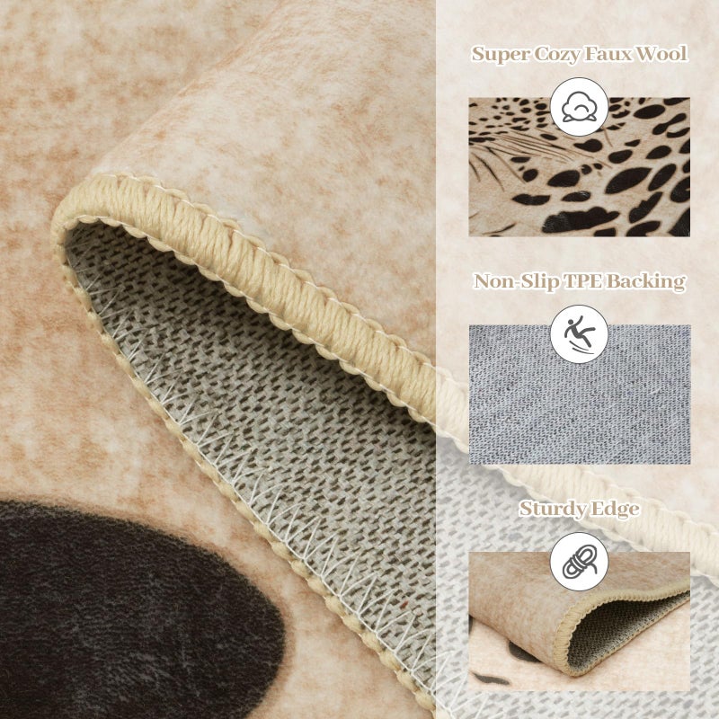 OJIA Leopard Print Rugs for Living Room Beige 8x10 Rug Washable Area Rugs for Bedroom, Modern Non-Slip Ultra-Thin Soft Large Carpet Non-Shedding Nursery Rug for Kids Playroom Dining Room Home Decor - Image 3