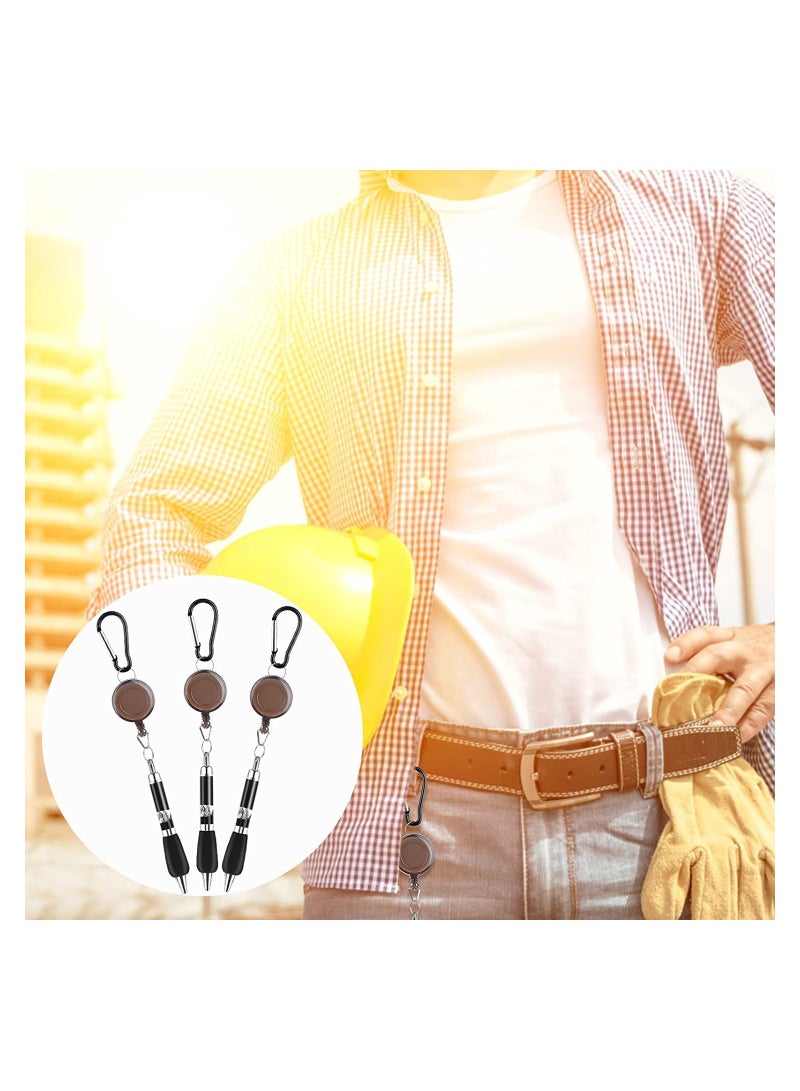 Carabiner Pens, 6 Pieces Carabiner Keychain Retractable Badge Reel Ballpoint Pen, 3 in 1 Belt Clip Keychain Retractable Pen Set for Nurses, Teachers, Colleagues, Workers Easily Carry and Find - Image 5