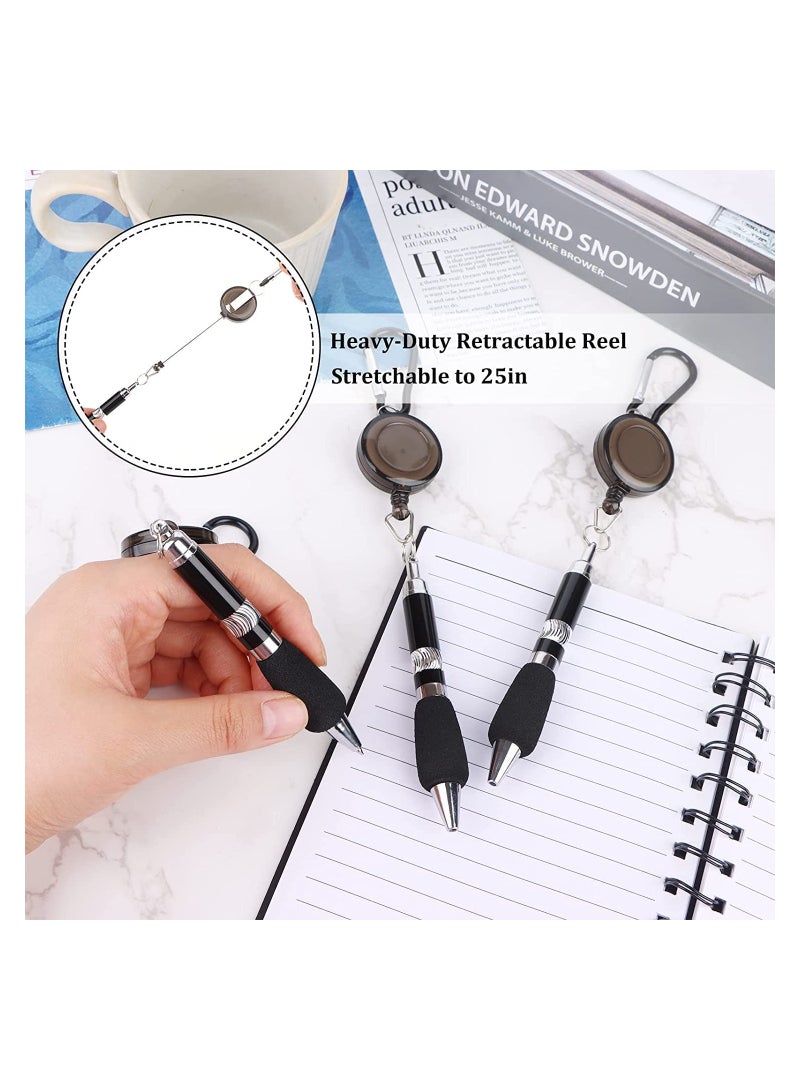 Carabiner Pens, 6 Pieces Carabiner Keychain Retractable Badge Reel Ballpoint Pen, 3 in 1 Belt Clip Keychain Retractable Pen Set for Nurses, Teachers, Colleagues, Workers Easily Carry and Find - Image 3