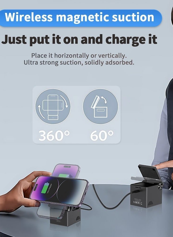 XO CX027 Magnetic Wireless 3-in-1 Charging Station Pocket Sized Powerhouse Compact For Travel With Fast Charging - Image 3