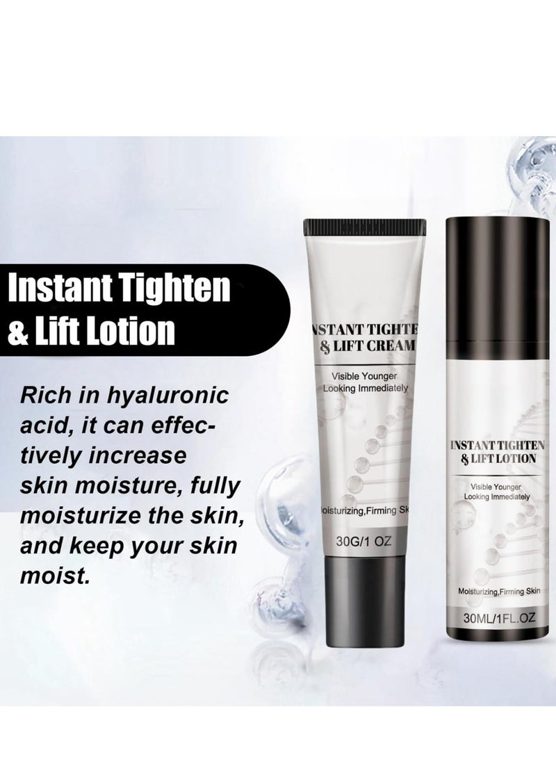 EELHOE - 2pcs Instant Lift Face Skincare Set, Anti-Aging Face Cream Tightener Skin, Facial Tightening & Lifting Lotion, Lifting Serum Cream Essential Oil, Neck Eye Tightening Lifting Serum, Skin Care Kit - Image 1