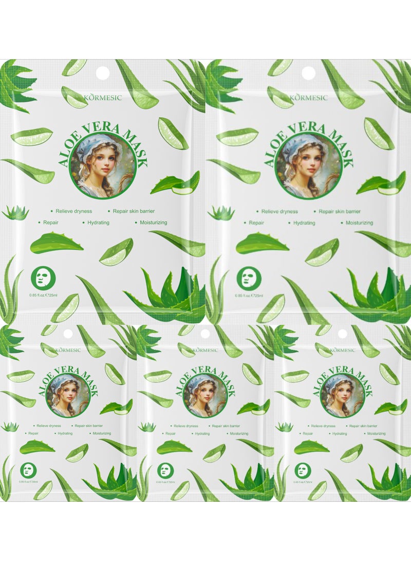 Kormesic 5pcs Aloe Vera Mask 25ml - Hydrating & Soothing - Image 1