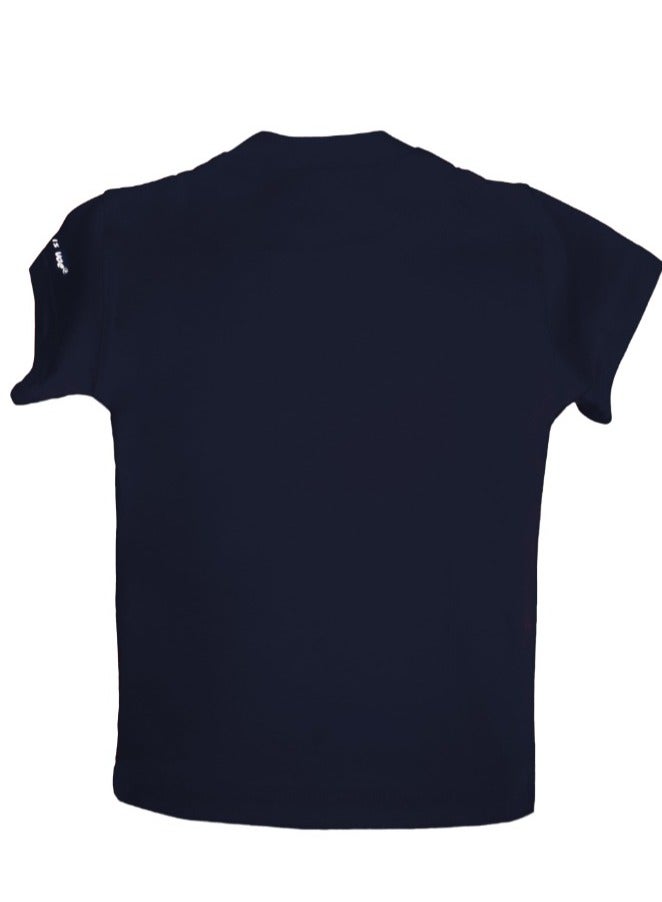 Kids T-Shirt Hang Out In   Dubai souvenir  Camel design navy blue color - Image 2