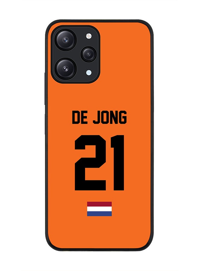 Stylizedd Rugged Black edge case for Xiaomi Redmi 12 4G, Slim fit Soft Case Flexible Rubber Edges Anti Drop TPU Gel Thin Cover -  Football Team - Netherlands, Player Name - De Jong - Image 1