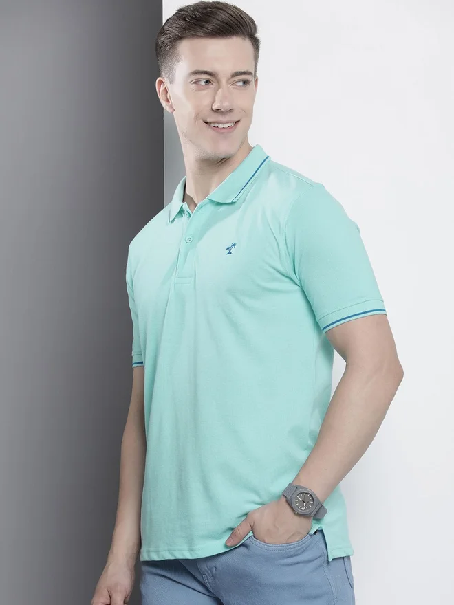 The Indian Garage Co blue Men Blue Regular Fit Short Sleeve Polo for Men | Best Price UAE