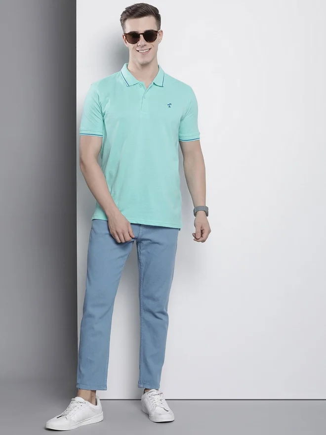 The Indian Garage Co blue Men Blue Regular Fit Short Sleeve Polo for Men | Best Price UAE