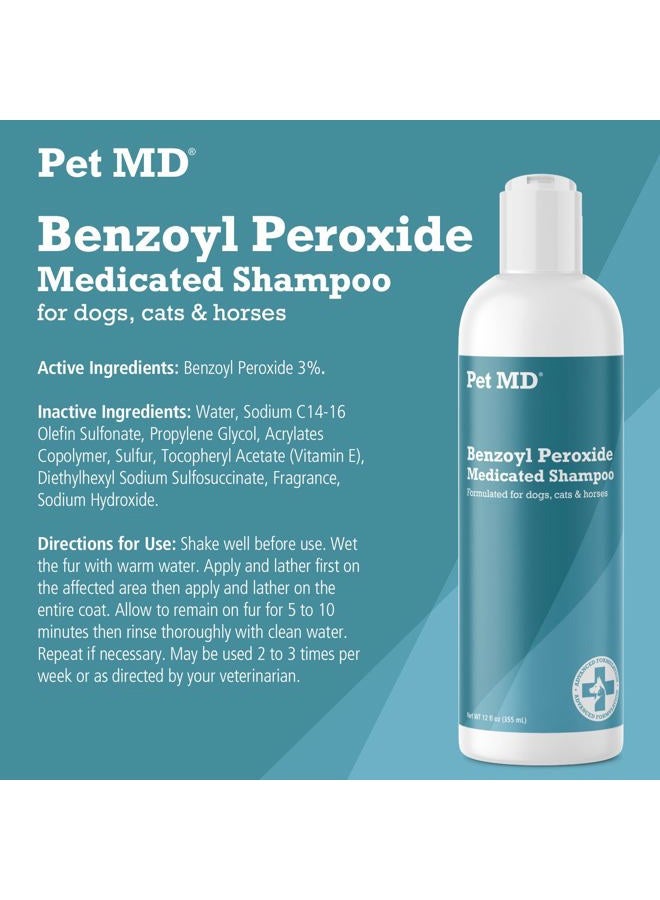Pet MD Benzoyl Peroxide Medicated Shampoo for Dogs and Cats, Effective for Seborhhea, Dandruff, Mange, Itch Relief, Acne and Folliculitis, Citrus Scent, 12 oz. - Image 4
