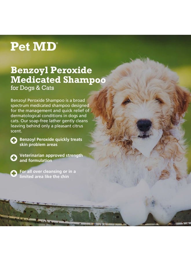 Pet MD Benzoyl Peroxide Medicated Shampoo for Dogs and Cats, Effective for Seborhhea, Dandruff, Mange, Itch Relief, Acne and Folliculitis, Citrus Scent, 12 oz. - Image 2