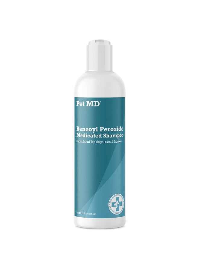 Pet MD Benzoyl Peroxide Medicated Shampoo for Dogs and Cats, Effective for Seborhhea, Dandruff, Mange, Itch Relief, Acne and Folliculitis, Citrus Scent, 12 oz. - Image 1