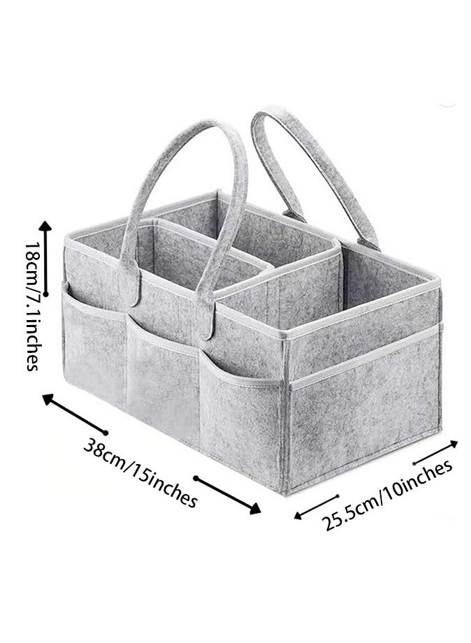 Baby Diaper Caddy Organizers Printed Storage Mother Bags Nursery Storage Foldable and Portable Grey - Image 2