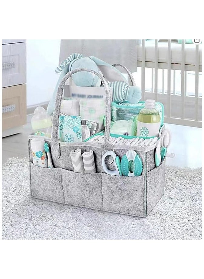 Baby Diaper Caddy Organizers Printed Storage Mother Bags Nursery Storage Foldable and Portable Grey - Image 3