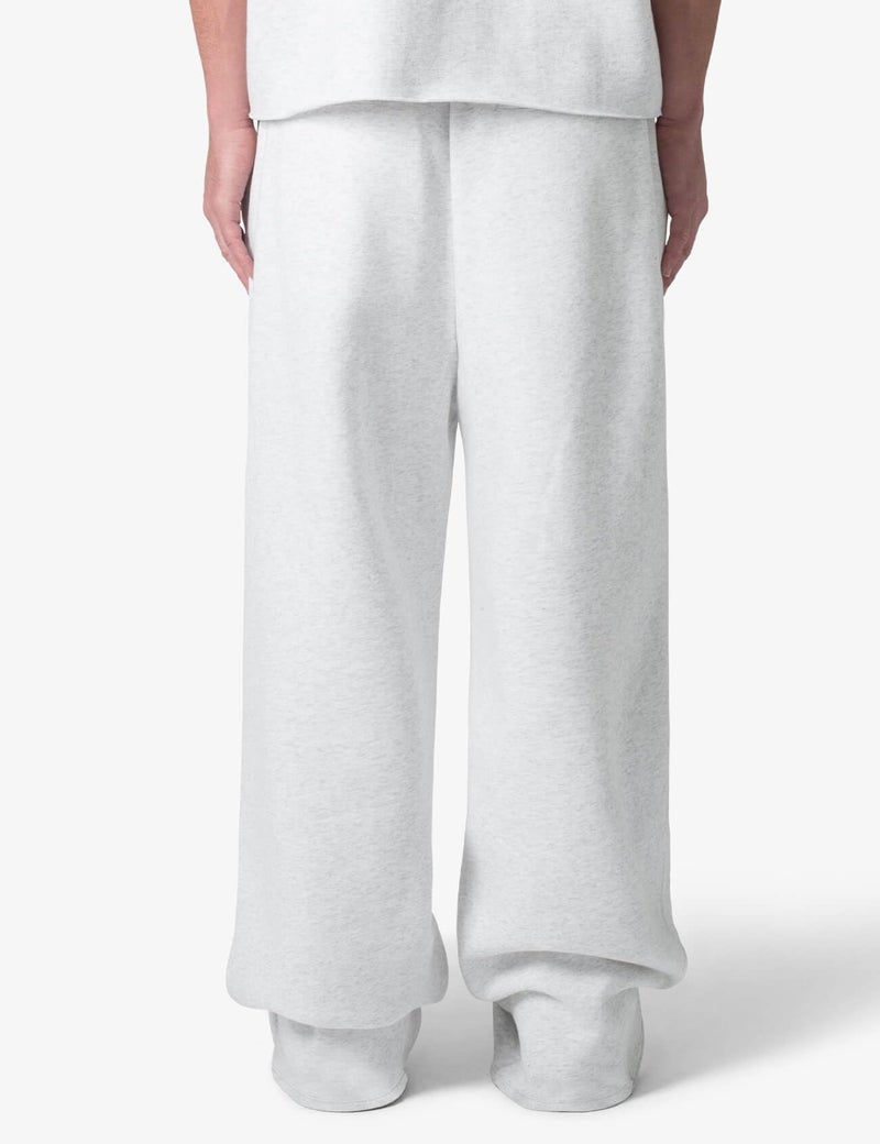 HeSaYep Men's Baggy Sweatpants Wide Leg Fleece Lined Lounge Sweat Pants Winter Thermal Cotton Athletic Pants Open Bottom Straight Leg Workout Pants with Pockets White Grey XL - Image 2