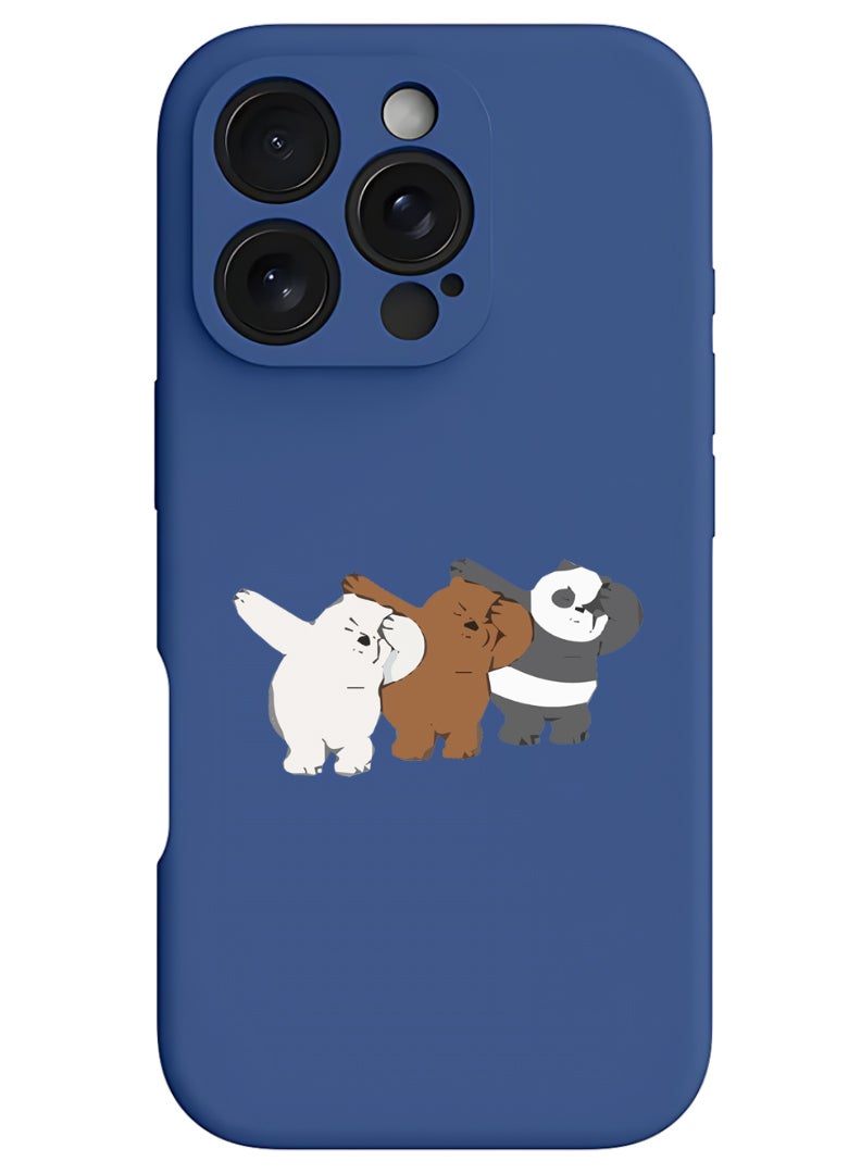 Theodor iPhone 16 Pro Blue Protective Slim Fit Case Liquid Silicone Cover with Full Body Protection Anti-Scratch Shockproof Case For iPhone - Bears dance - Image 1