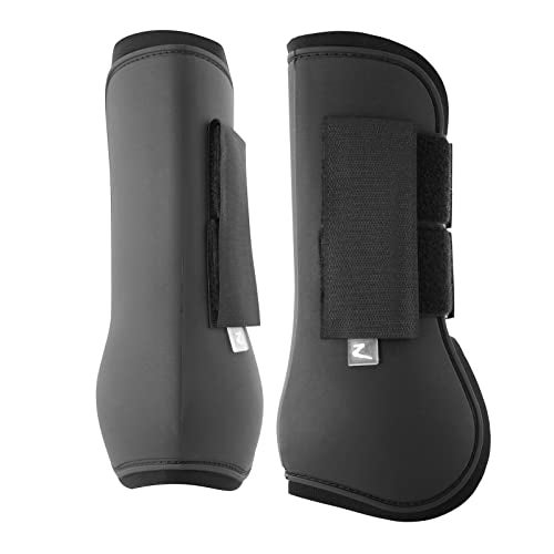 HORZE Chicago Protective Horse Tendon Boots - Lightweight Open Front Boots for Jumping, Trail Riding, and Turnout (Pair) - Black - Pony - Image 2