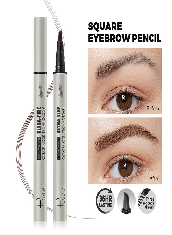 ESpoce 2 Pack Microblading Eyebrow Pen and Brow Tint for Women with Angled Brush & Dip to Effortlessly Create Natural Hair Like Brows, Waterproof Fast Eye Brow Makeup Pencil, Last All Day (Chocolate) - Image 4